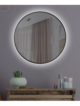 Зеркало «Круглое  LED Ambilight» в черной раме